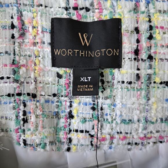New Worthington Multicolor Tweed Open Front Blazer Jacket Size XL Tall - Picture 5 of 10